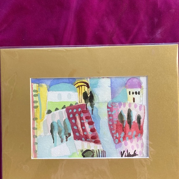 Original Watercolor painting of A Greek Vineyard 7”x5” Matted Hand Painted - Picture 10 of 13